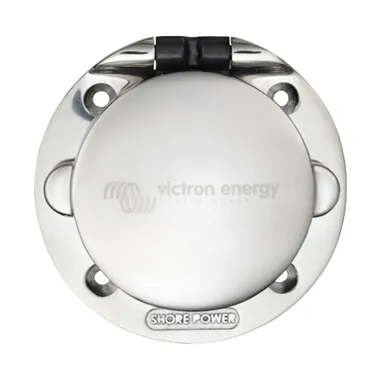 Power Inlet stainless with cover 16A/250Vac (2p/3w)