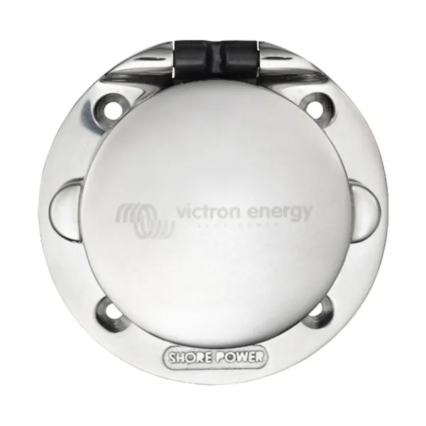 Power Inlet stainless with cover 16A/250Vac (2p/3w)