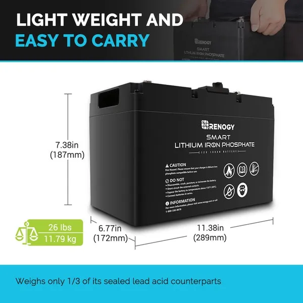 Renogy Smart LiFePO baterie 12,8V/100Ah 